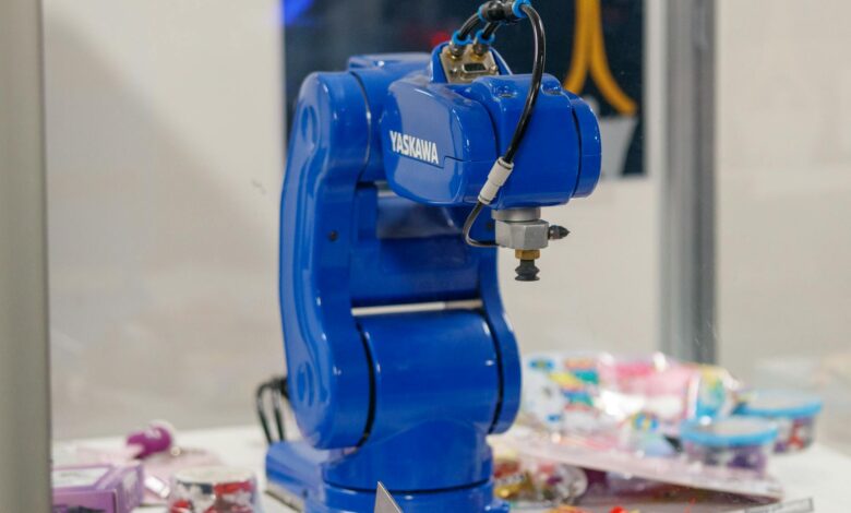 Automated warehouse robots moving inventory in modern distribution center