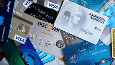 Credit cards and shopping bags representing traditional payment methods