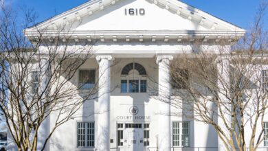 Federal courthouse building exterior with columns and steps