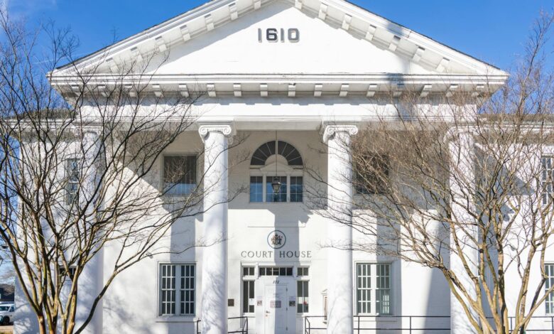 Federal courthouse building exterior with columns and steps