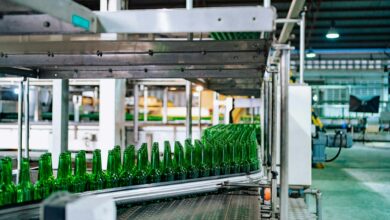 Modern manufacturing facility interior with industrial equipment and production lines