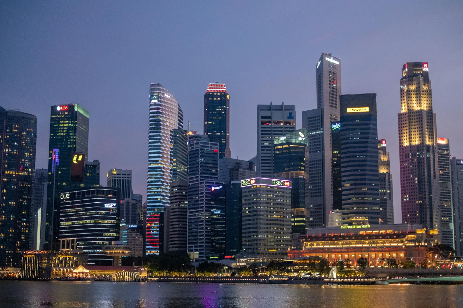 Modern Singapore city skyline with financial district skyscrapers reflecting economic growth and banking sector prominence