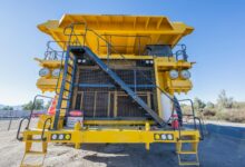 Large industrial mining equipment and machinery at extraction site