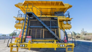Large industrial mining equipment and machinery at extraction site