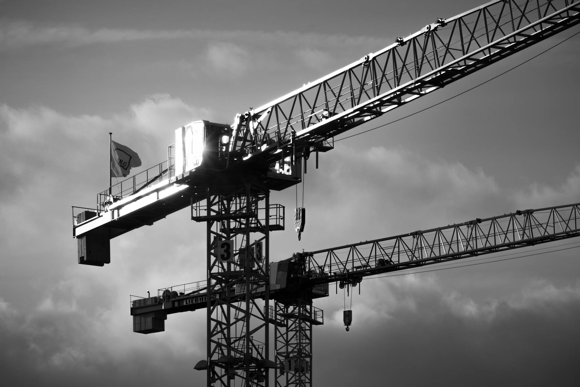 Construction crane working on infrastructure development project