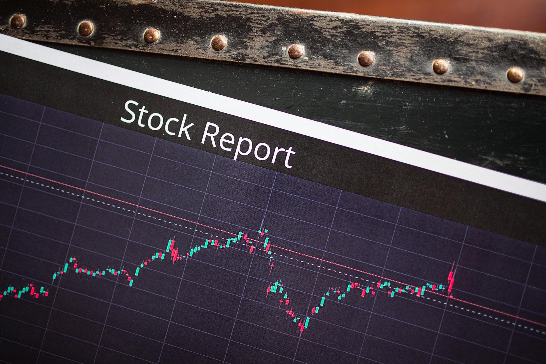 Financial charts and graphs displayed on computer screens showing market data