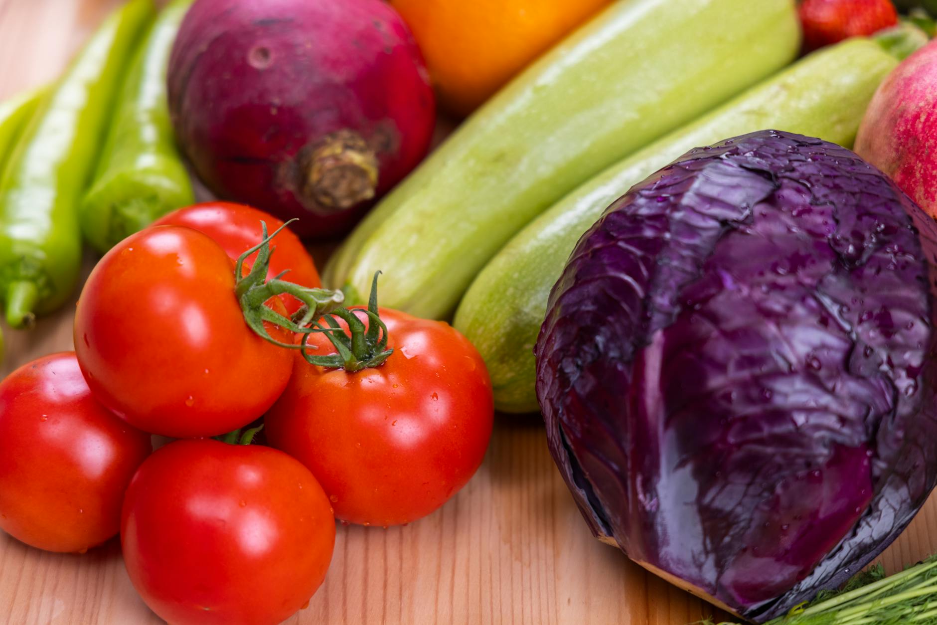 Freshly harvested leafy greens and vegetables from vertical farming operations