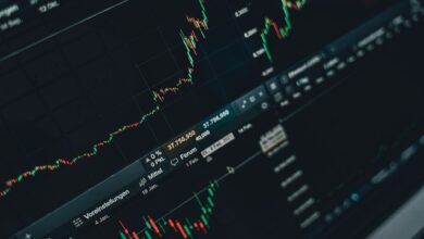 Stock market trading chart showing price decline and volatility in financial markets
