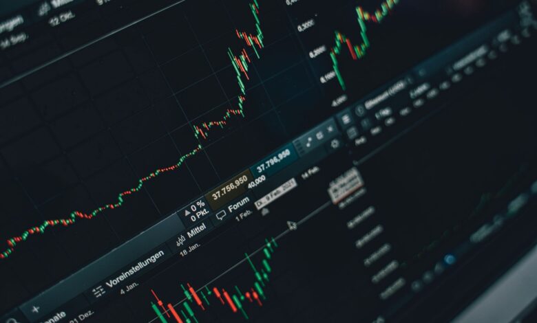 Stock market trading chart showing price decline and volatility in financial markets
