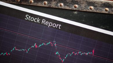 Electronic stock market display showing fund prices and trading activity