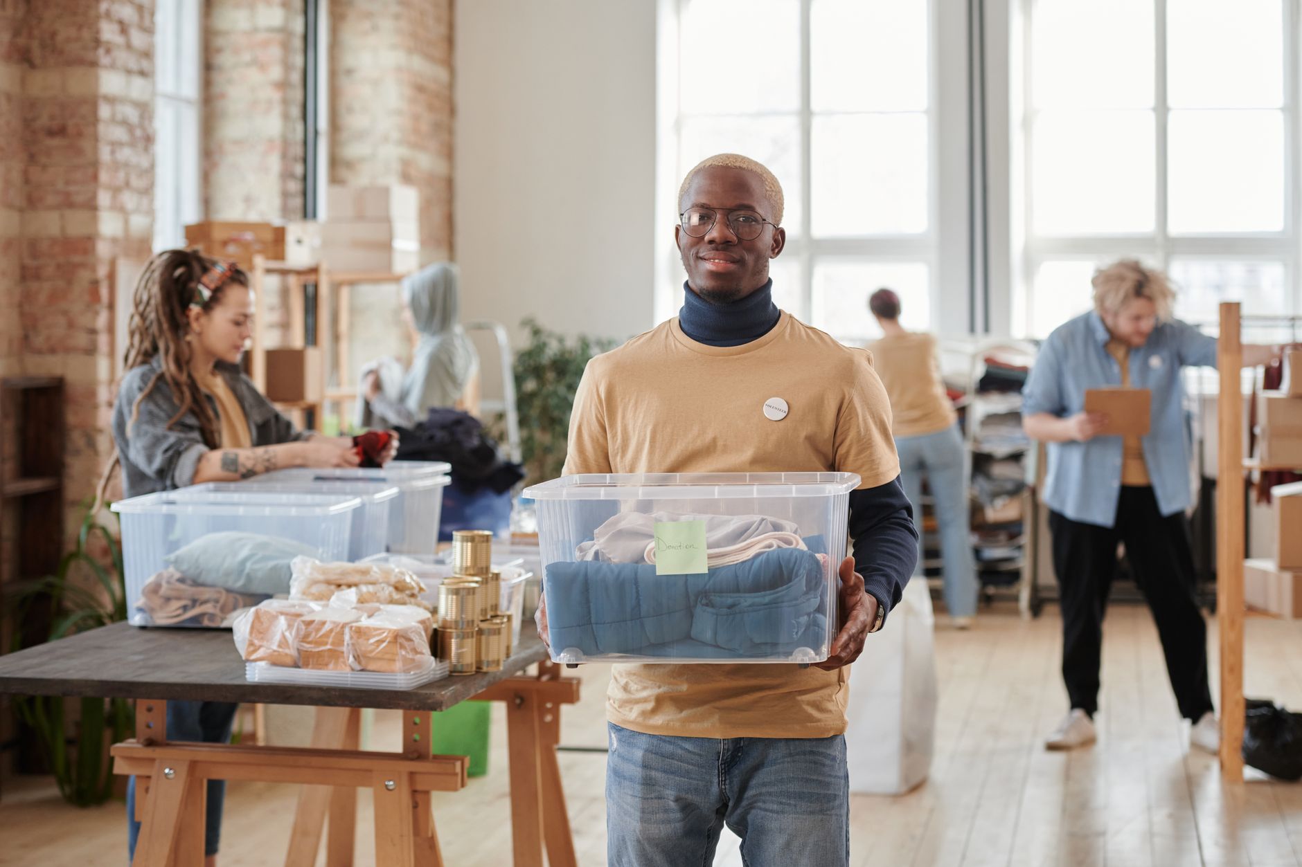 Volunteers at a nonprofit organization that depends on charitable grants to operate