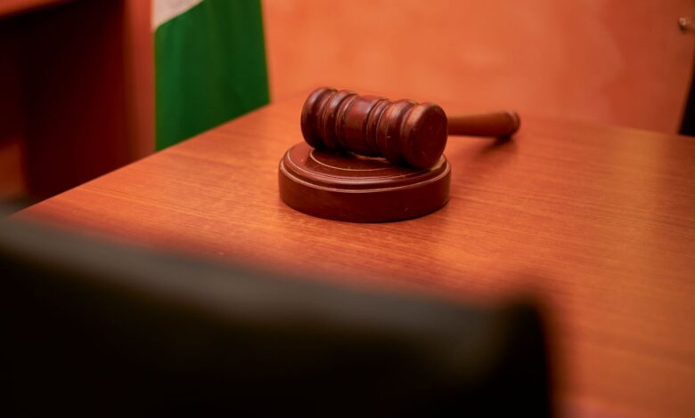 Empty courtroom interior representing legal proceedings in litigation finance