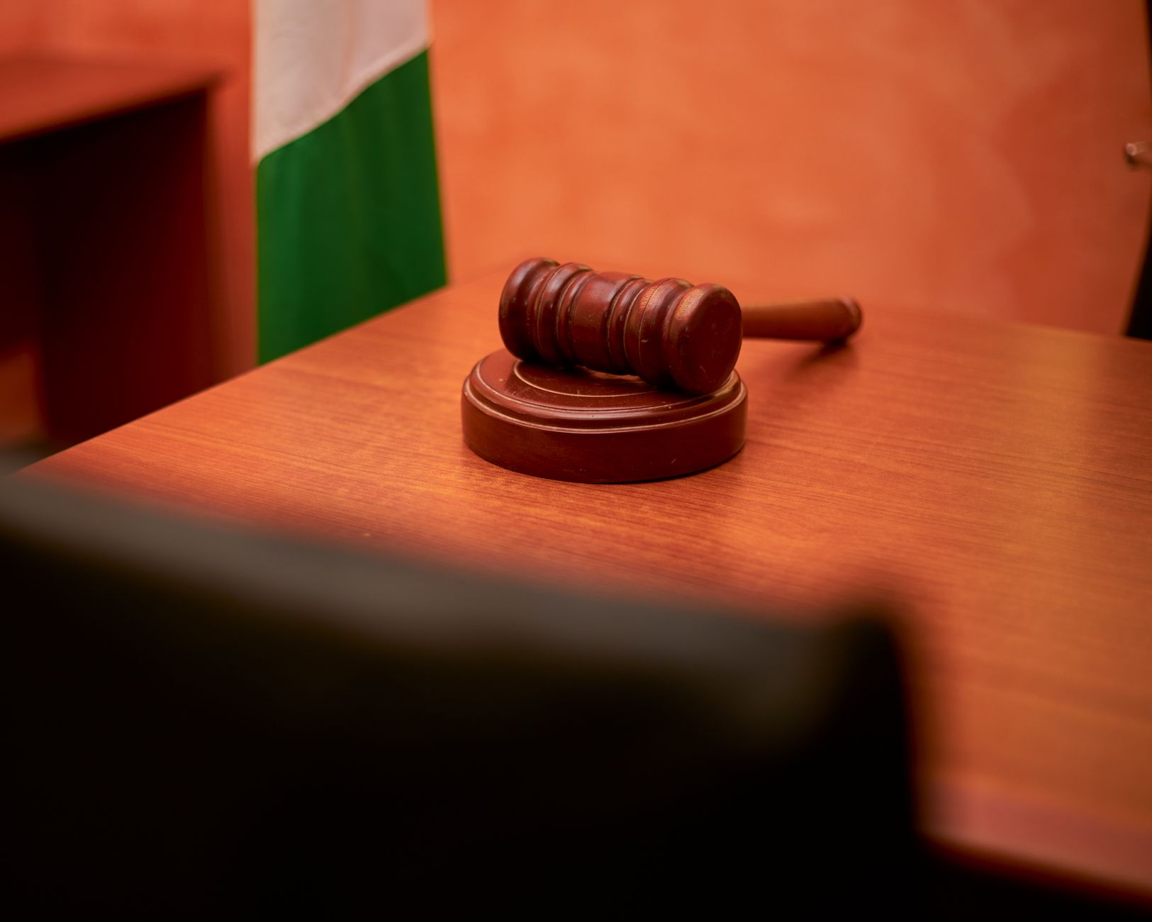Empty courtroom interior representing legal proceedings in litigation finance