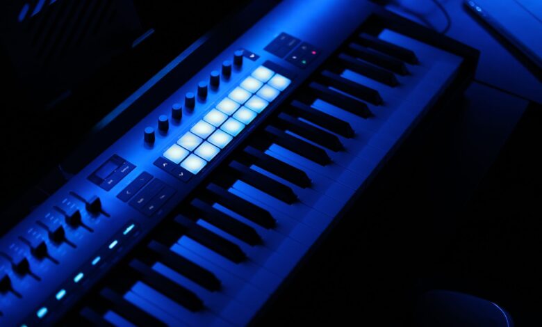 Recording studio with mixing board and microphone representing music intellectual property assets