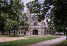 University campus building representing institutional endowment management