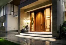 Modern luxury branded residence building exterior with architectural detail