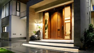 Modern luxury branded residence building exterior with architectural detail