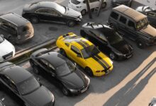 Large rental car fleet parked in a lot representing asset-backed securitization collateral