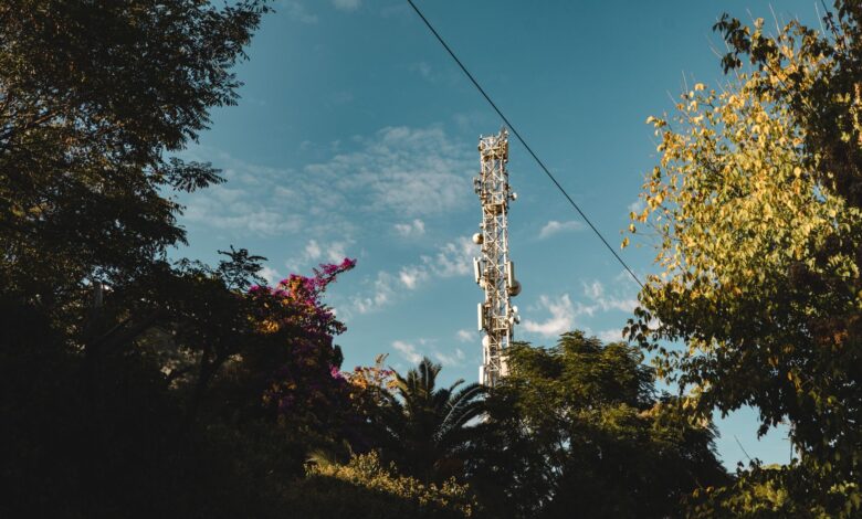 Cell tower against blue sky representing wireless infrastructure easement investments