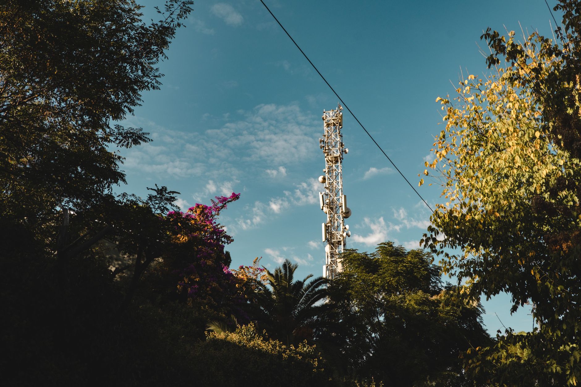 Cell tower against blue sky representing wireless infrastructure easement investments