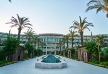Exterior view of a large hotel building representing hotel real estate investment structures