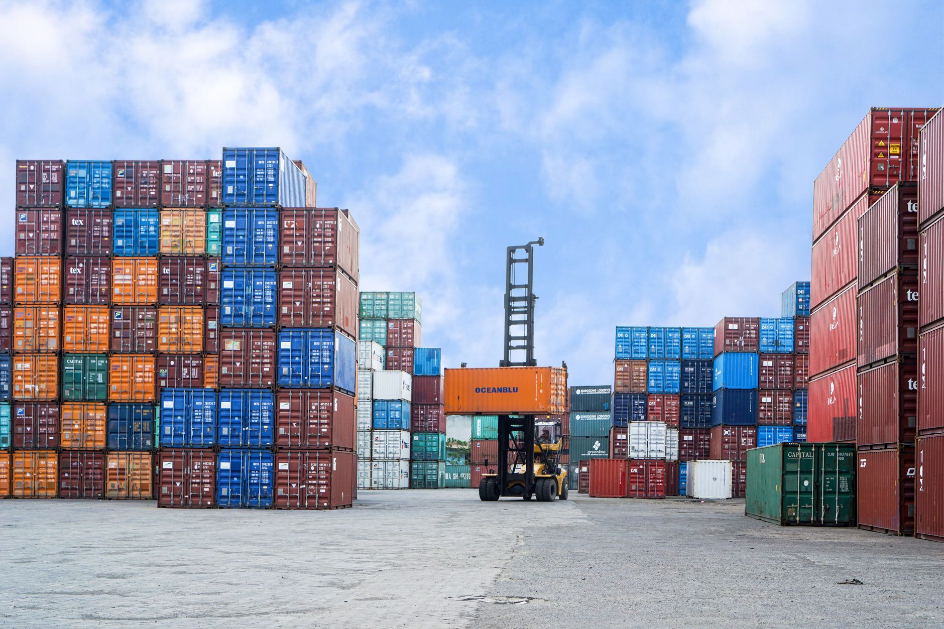 Industrial cargo container yard at a logistics hub