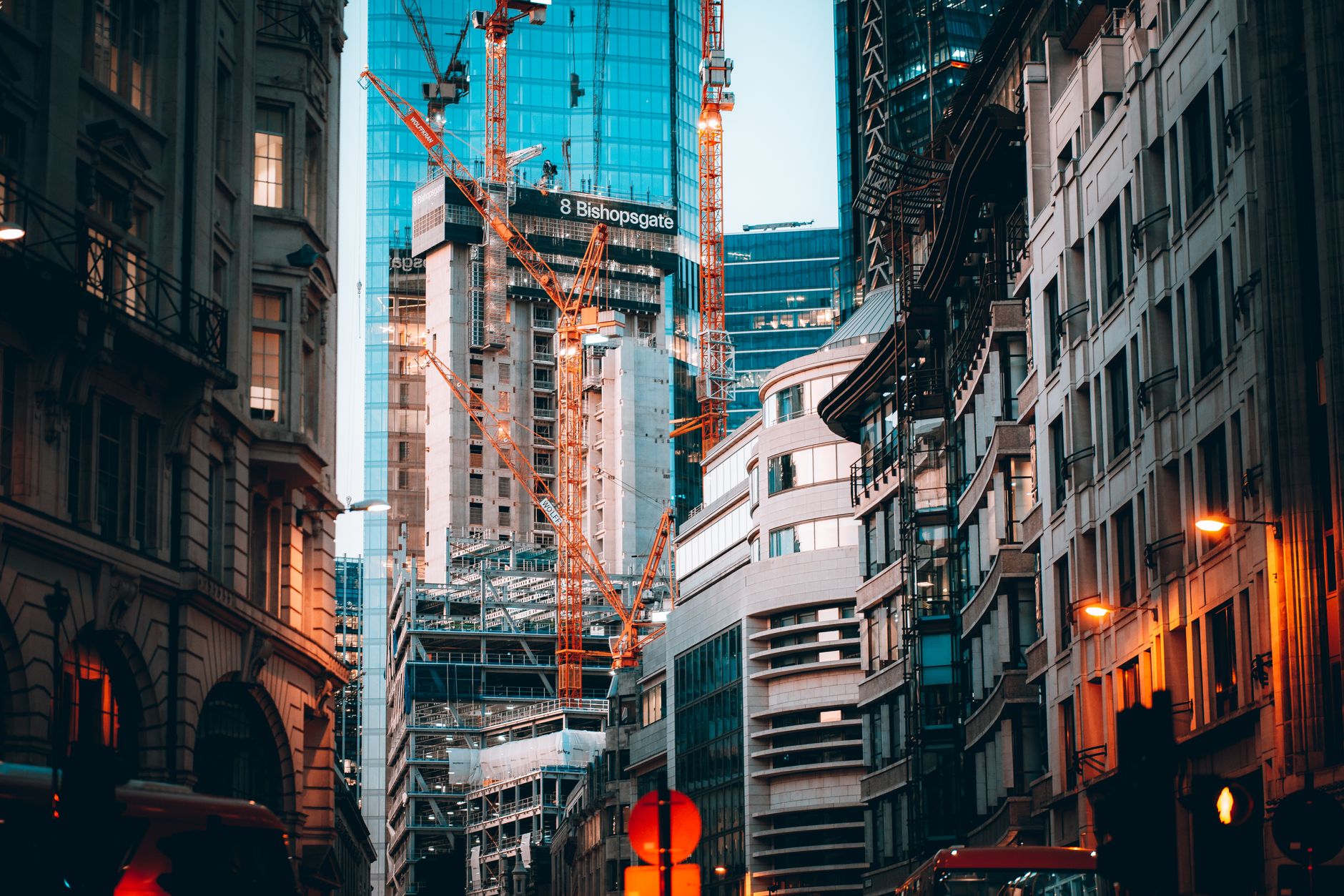 Business professionals reviewing large-scale infrastructure investment documents