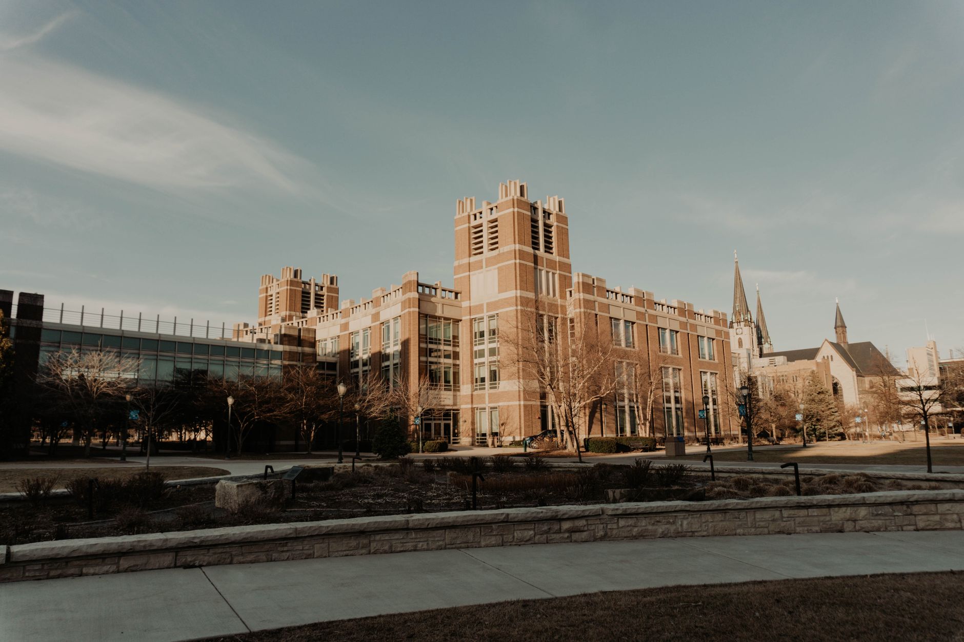 Exterior of a university campus building representing institutional endowment management