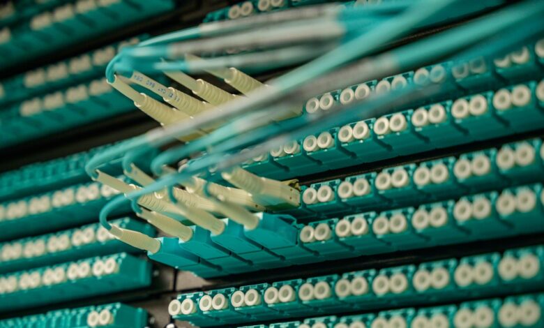 Close-up of fiber optic cables representing broadband infrastructure investment