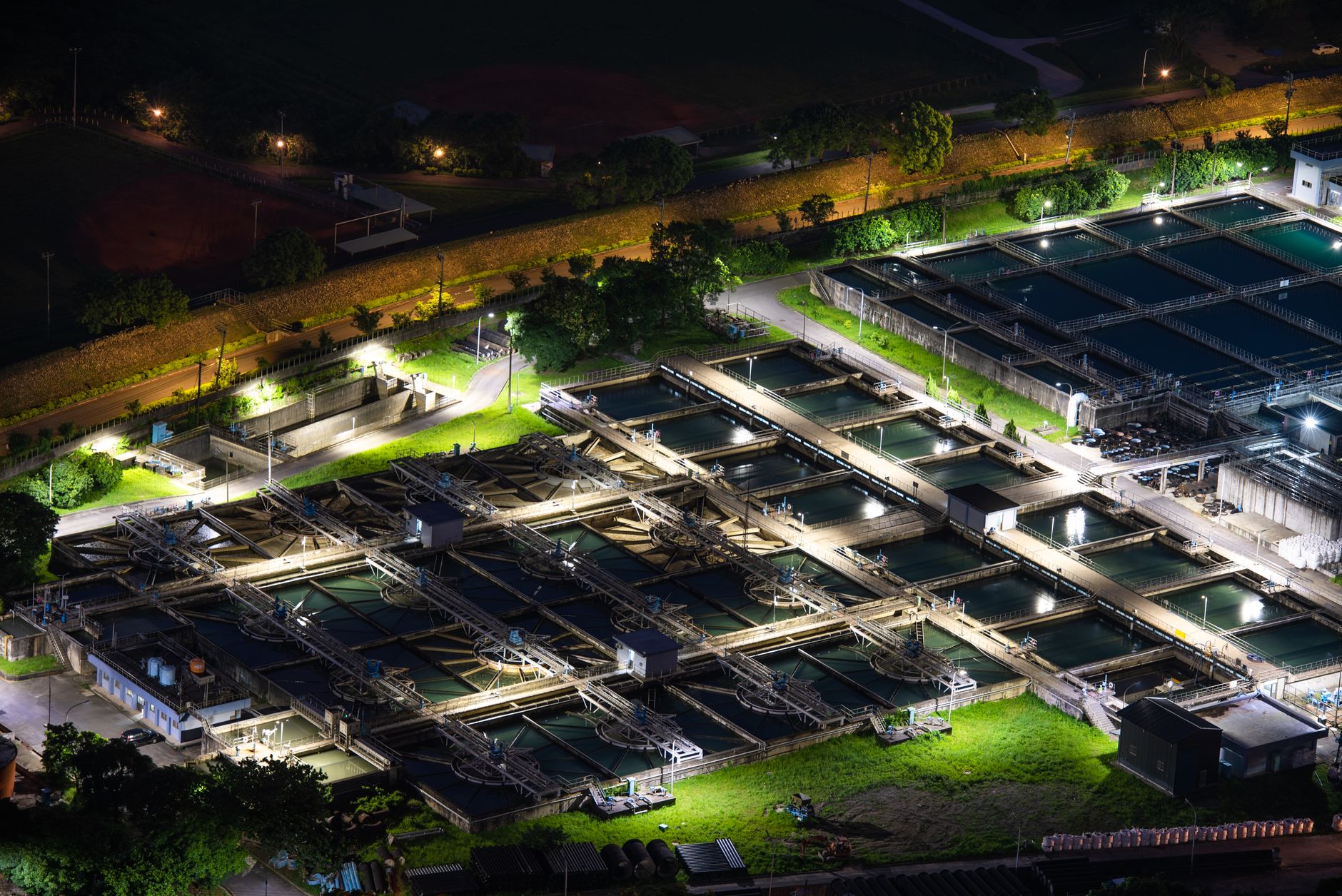 Aerial view of a municipal water treatment and reclamation facility