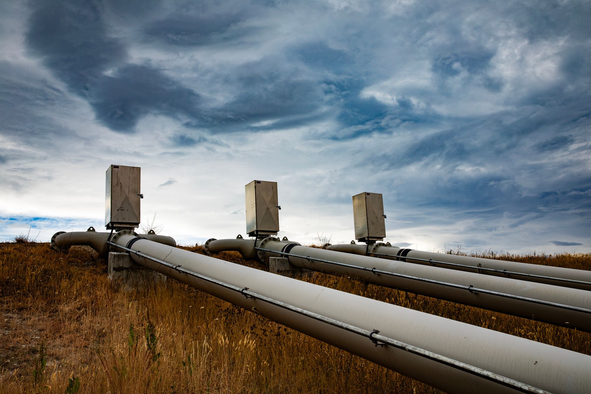 Industrial pipeline and valve infrastructure at an energy logistics facility