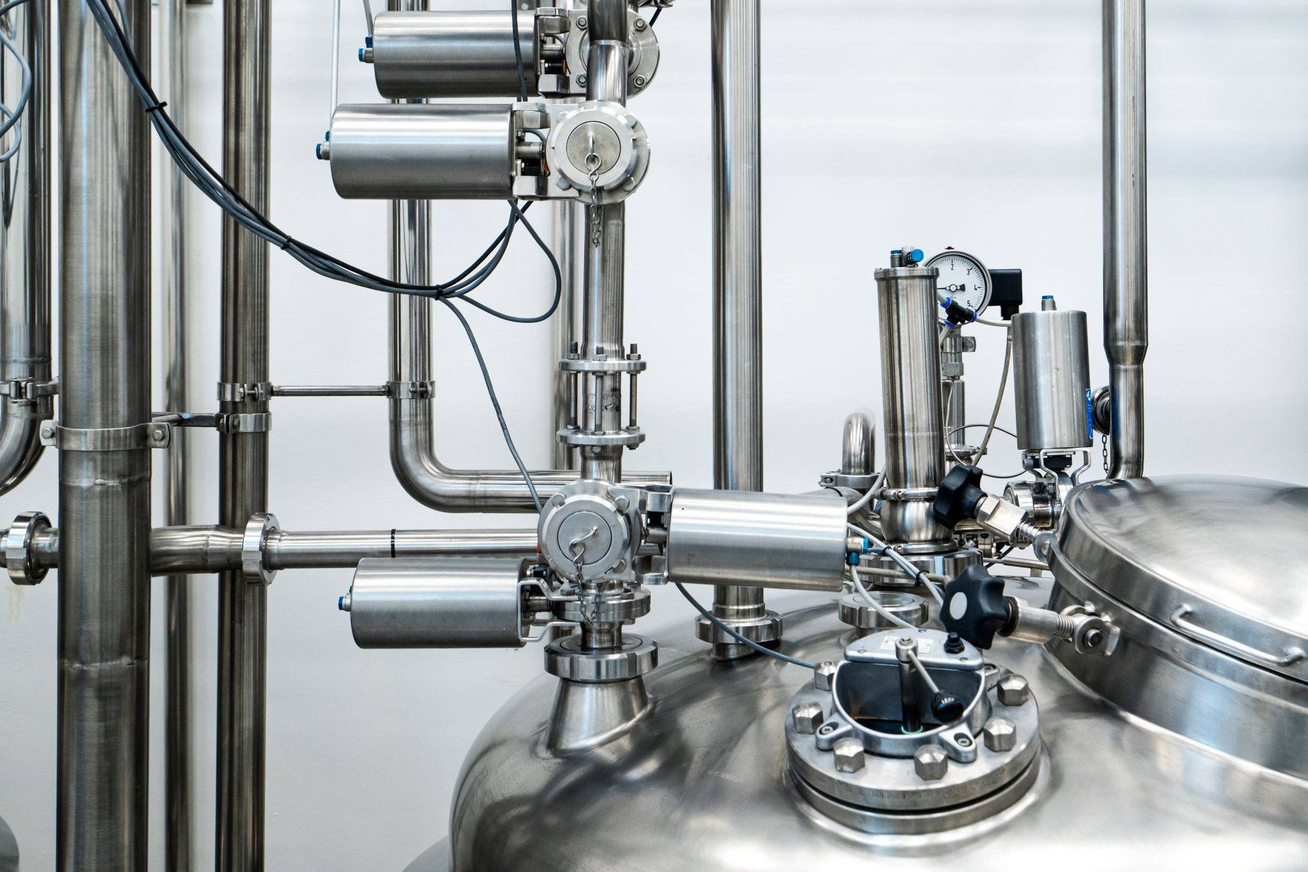 Industrial natural gas pipeline and processing equipment at a midstream facility