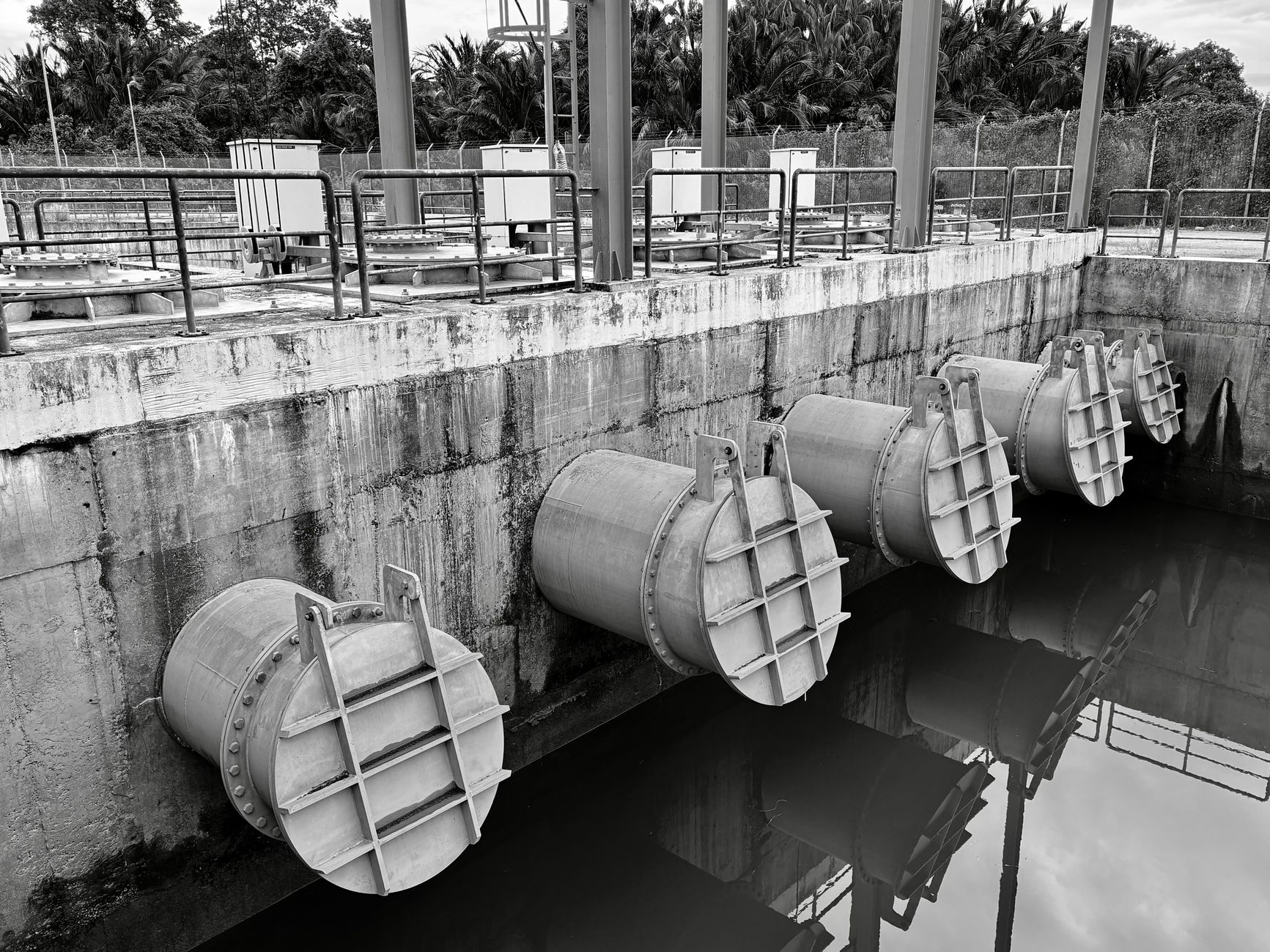 Underground water pipeline infrastructure viewed from above