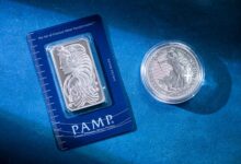 Stacked silver bars representing precious metal commodity investment