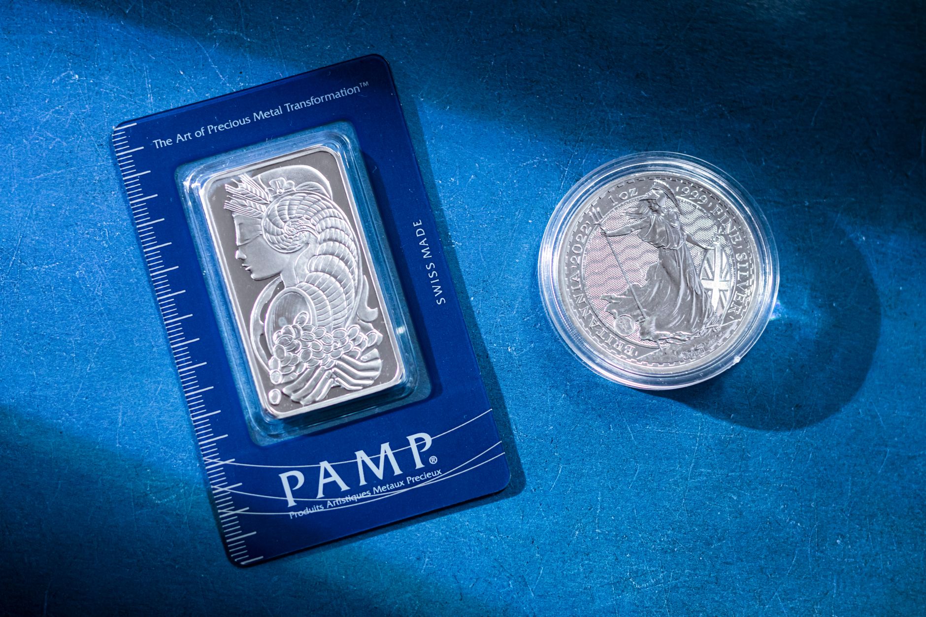 Stacked silver bars representing precious metal commodity investment