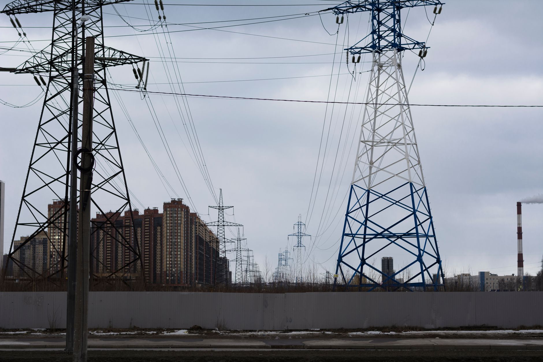 Large energy infrastructure facility with storage tanks and pipelines