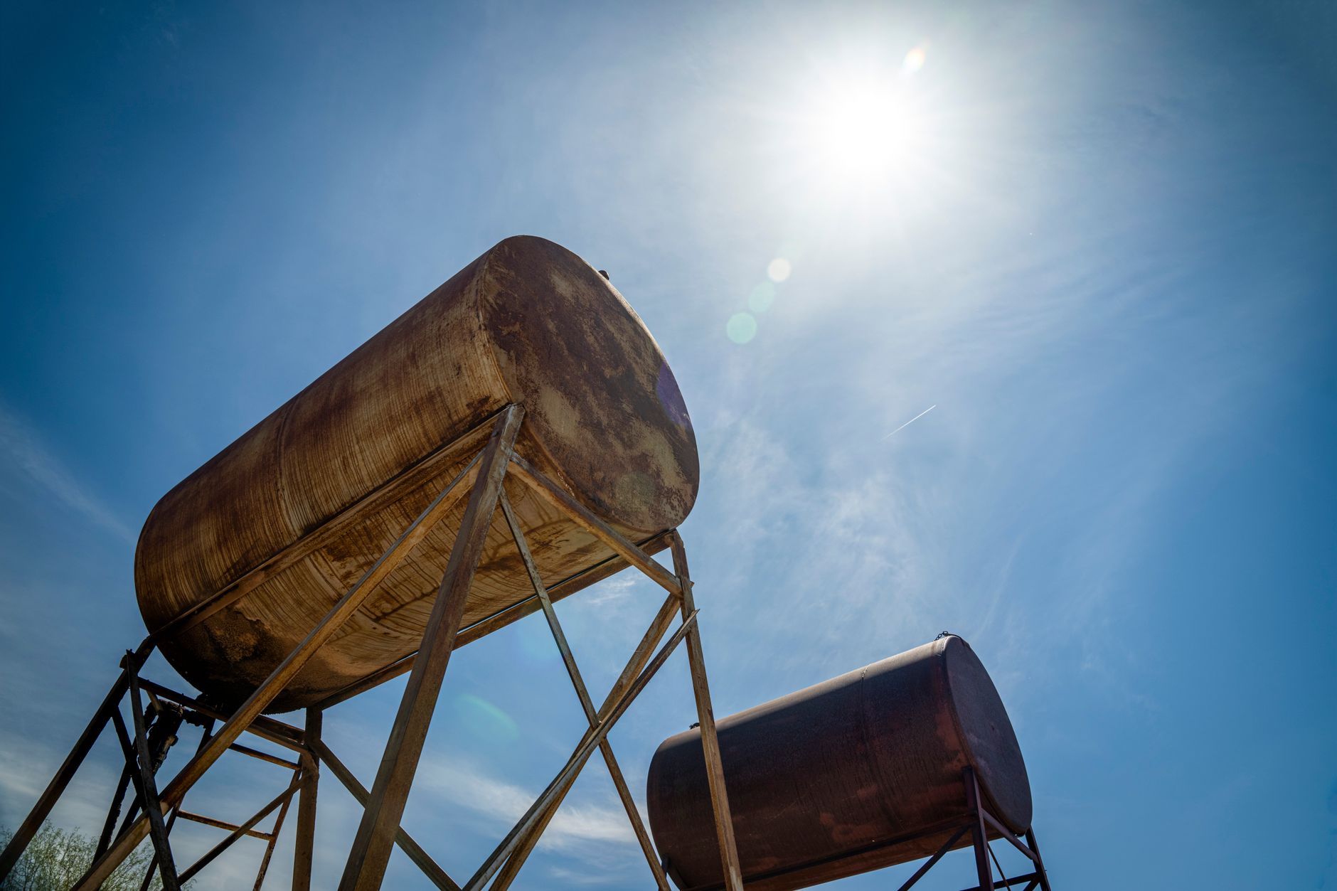 Large petroleum storage tanks at an industrial terminal facility