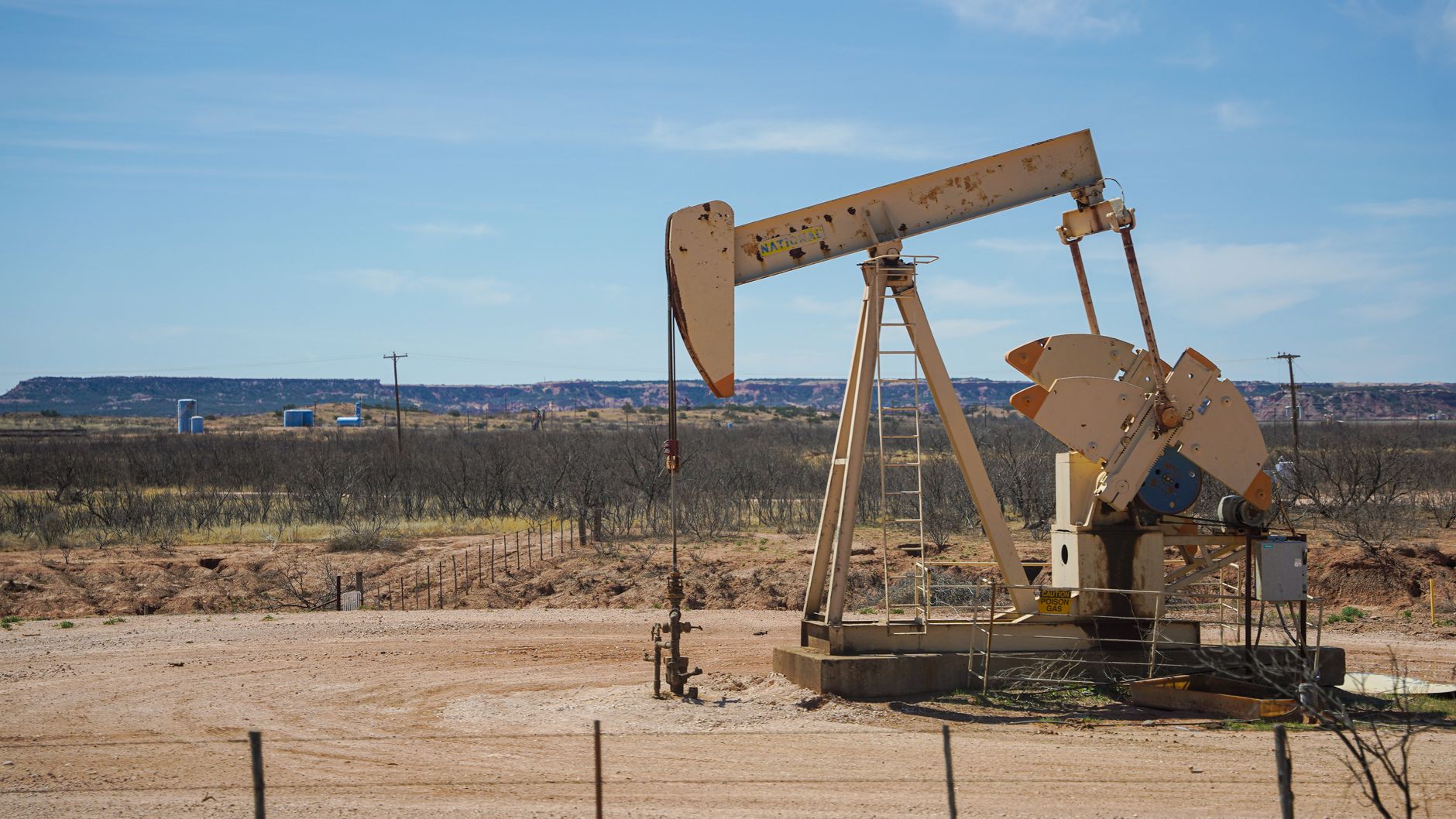 Industrial drilling equipment at an energy extraction site